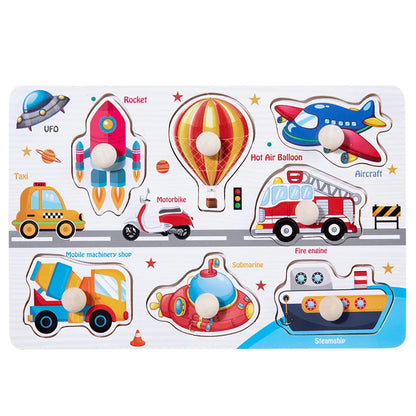 Montessori Wooden Building Blocks Color & Shape Matching Puzzle Educational Toy for Kids