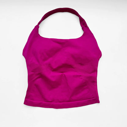 Top Deportivo Largo con Tiras para Mujer NCLAGEN – Top Halter Acolchado para Gimnasio, Yoga, Pilates, Correr y Entrenamientos de Fitness