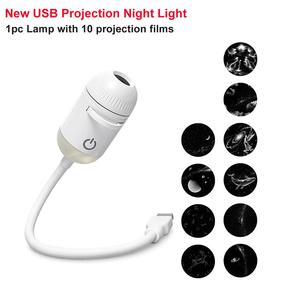 Lámpara proyector USB LED de cielo estrellado y galaxia – Luz nocturna de Saturno para coche, habitación y decoración de techo