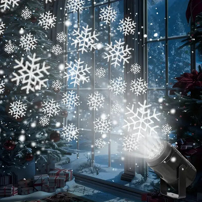 LED Snowflake Christmas Projector Light – USB-Powered Rotating Snowflake Pattern Lamp for Festive Holiday Home Decorations