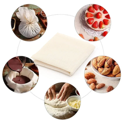 Reusable Nut Milk Bag – Natural Unbleached Cotton Fine Mesh Strainer for Cheese, Yogurt & Tofu