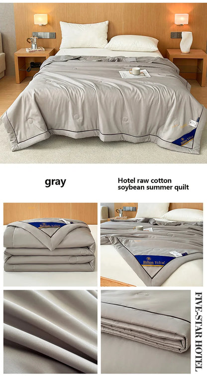 Couverture rafraîchissante de luxe d'été – Couverture climatisée en coton brut doux et fibre de soja pour adultes et enfants