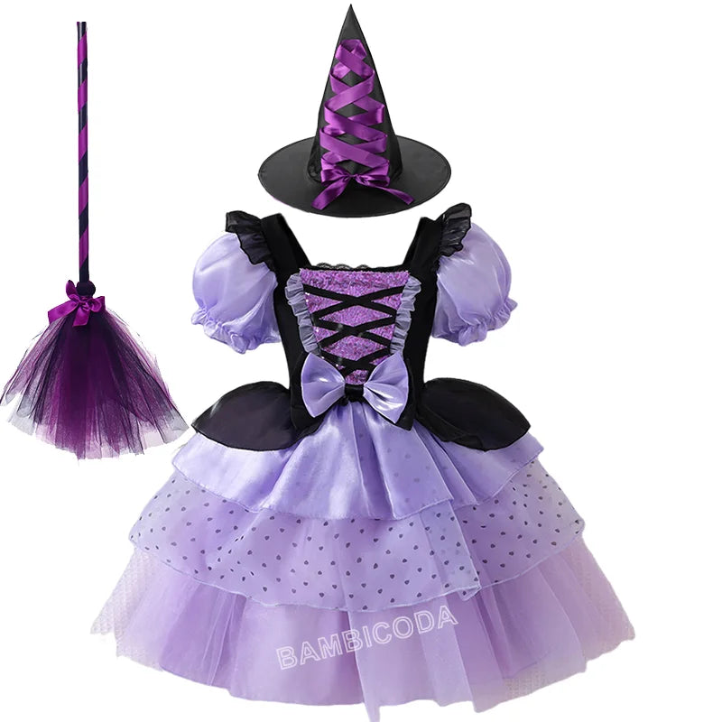 2026 Gothic Lolita Witch Costume Dress – Japanese-Inspired Ruffle Bow Princess Dress for Halloween, Christmas & Parties