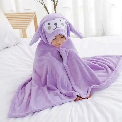 Thickened Baby Hooded Bath Towel – Super Soft Absorbent Pure Cotton Cloak Blanket for Newborns & Children