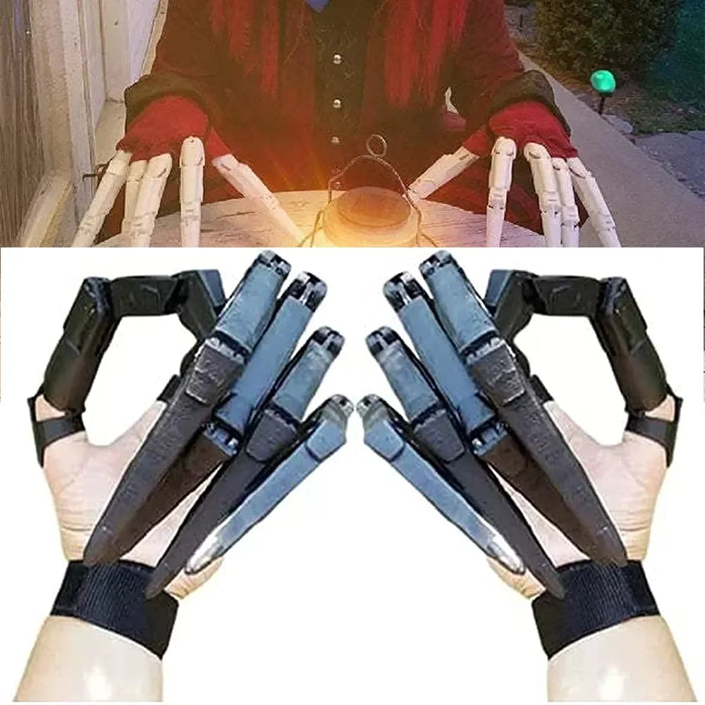 3D Printed Halloween Articulated Finger Extensions – Flexible Movable Long Finger Claw Props for Cosplay, Costumes & Spooky Decorations