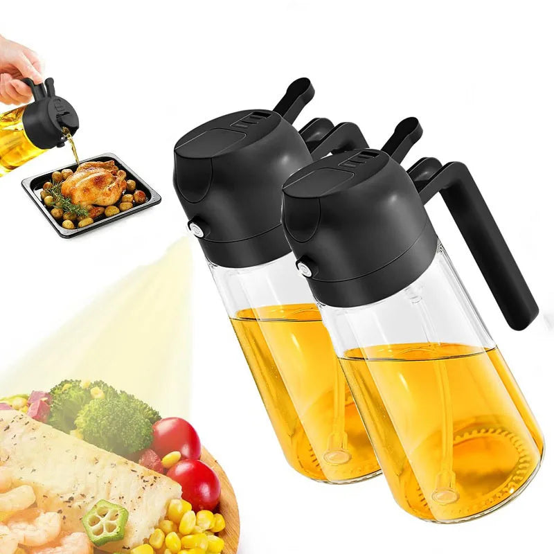 500ml 2-in-1 Oil Spray Bottle – Refillable Olive Oil Dispenser & Sprayer for Cooking, BBQ, Baking, Vinegar & Soy Sauce