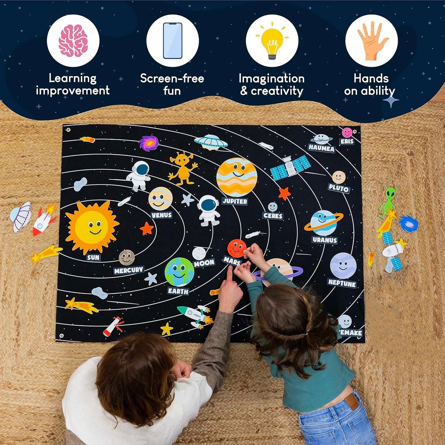 Montessori Solar System Felt Busy Board – Interactive Early Learning Storytelling Toy for Toddlers, Travel & Gifts
