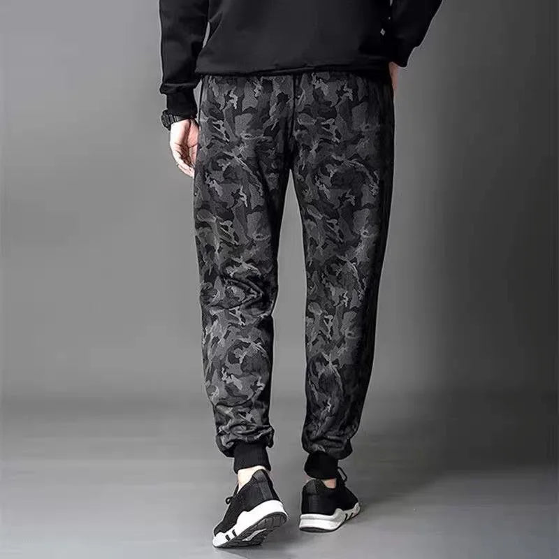 Men's Summer Camouflage Workwear Pants – Lightweight Loose-Fit Elastic Waist Trousers with Straight Legs, Casual Utility Nine-Pocket Polyester Pants