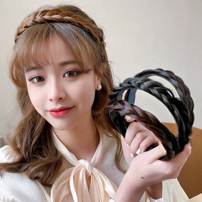 Diadema Bohemio Trenzado Sintético para Mujer Banda de Pelo Elástica para Fiestas y Cosplay