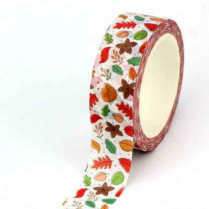 1PC 10M Fall Washi Tape – Pumpkin, Maple Leaves, Corn, Turkey & Sunflower Decorative Masking Tape for Scrapbooking, Planners & Stationery
