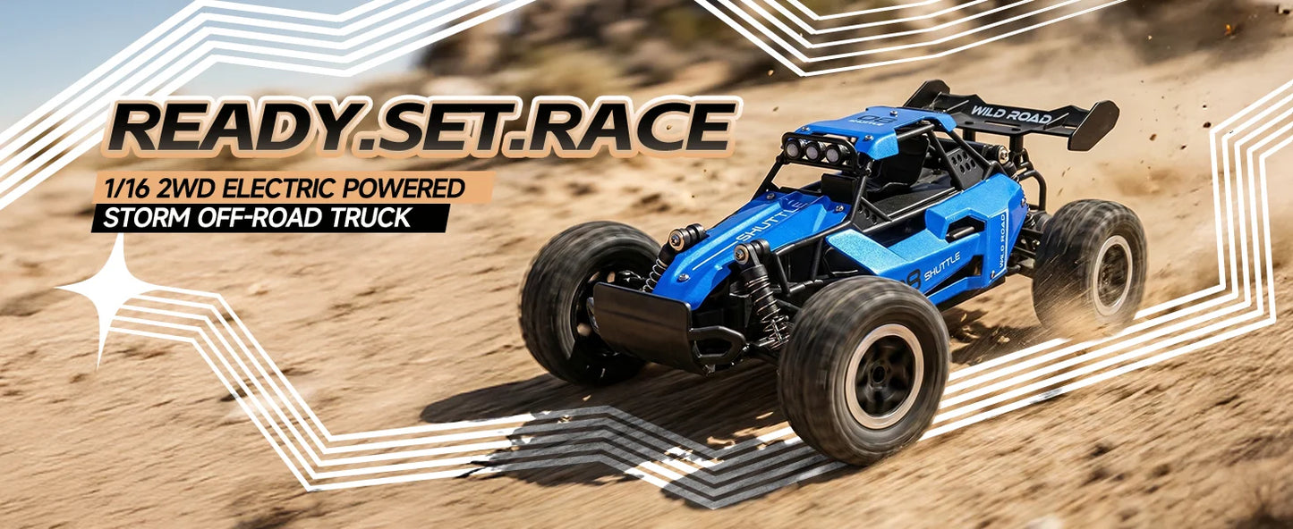 Camión Monstruo RC 4x4 a Escala 1:16, 20 KM/H, Coche Teledirigido con Carrocería de Aleación, Faros LED y Juguete de Carreras Todoterreno de 2.4GHz para Niños