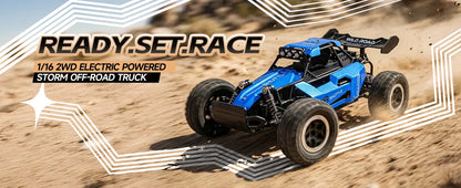 Camión Monstruo RC 4x4 a Escala 1:16, 20 KM/H, Coche Teledirigido con Carrocería de Aleación, Faros LED y Juguete de Carreras Todoterreno de 2.4GHz para Niños