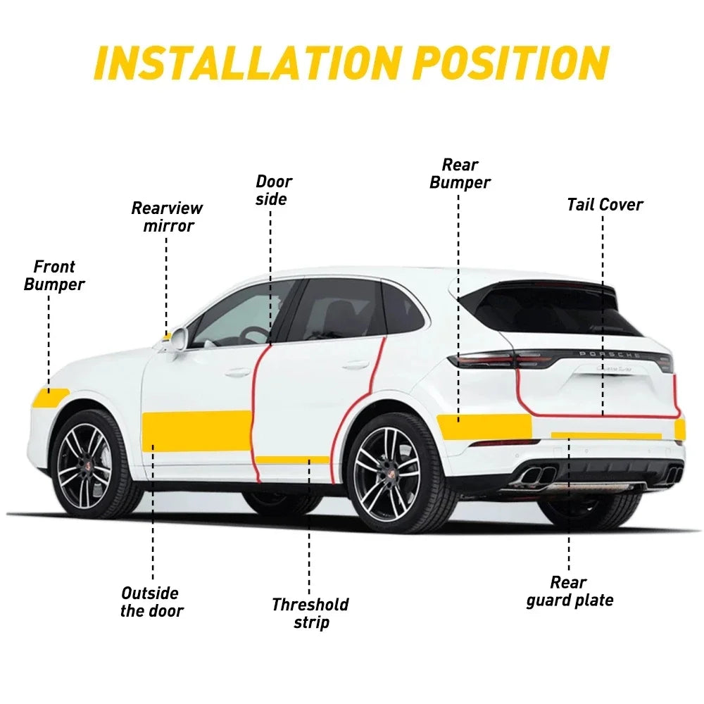 Cinta protectora de nanofibra de carbono 1-5M – Tira de película impermeable autoadhesiva para protección de puertas de coche, espejos, parachoques y bordes