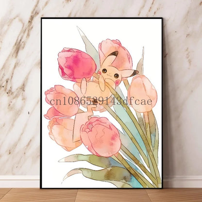 Pokémon Pikachu Canvas Wall Art – Cartoon Poster for Modern Home Living Room Decor