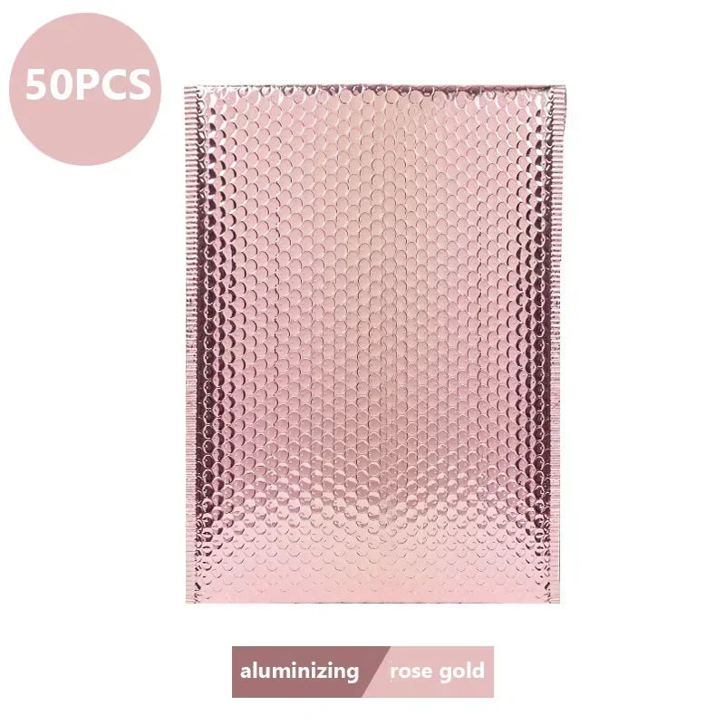 50Pcs Shipping Bags Metal Bubble Mailer Holographic Small Business Supplies Packaging Envelope Mailing Office School