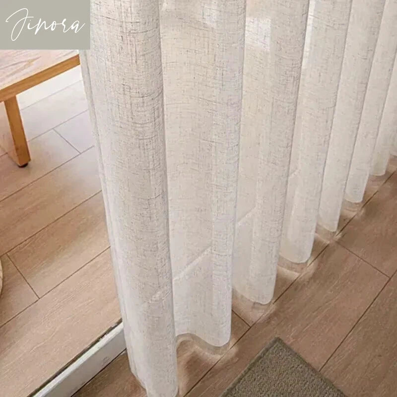 Voilages sur mesure aspect lin – Panneaux de fenêtre filtrant la lumière avec protection UV