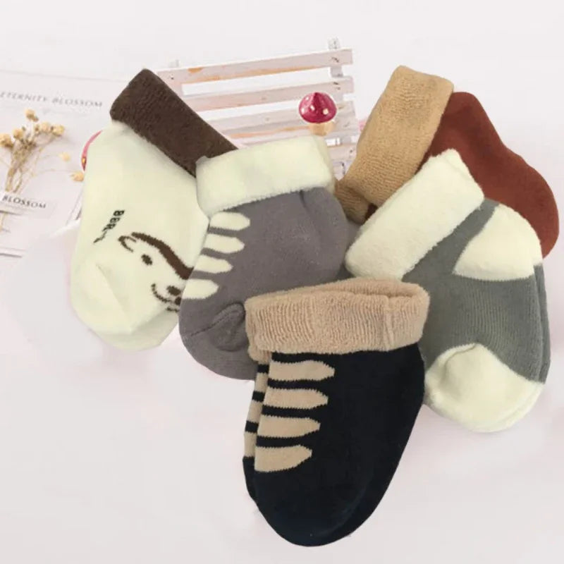 5 paires de chaussettes antidérapantes en coton pour bébés garçons et filles de 0 à 12 mois, chaussettes-chaussures antidérapantes pour nouveau-nés et nourrissons