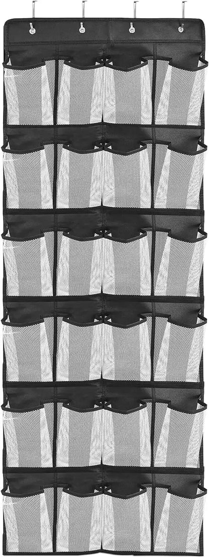 Over-the-Door Shoe Organizer - 12, 14 or 24 Pocket Hanging Shoe Storage with Large Mesh Pockets & 4 Hooks