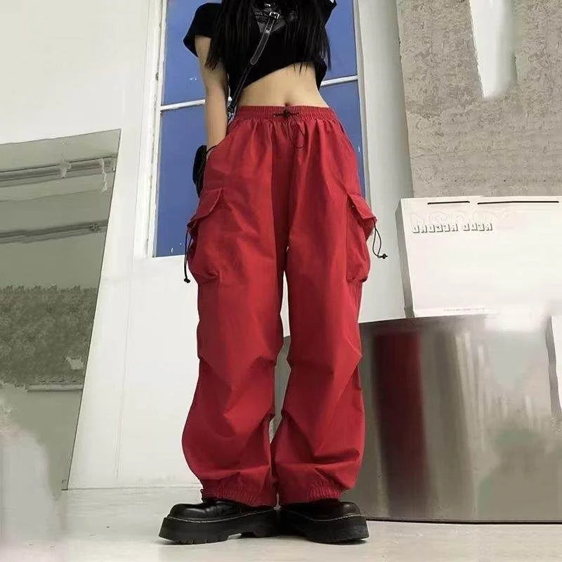 Women's Retro Workwear Pants – Loose Wide-Leg Straight Trousers with Cuffed Hem for Spring, Summer & Autumn