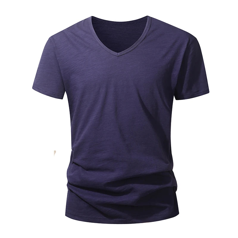 Camiseta 100% algodón para hombre – Suave, manga corta casual, transpirable, top de verano en blanco y negro para uso diario