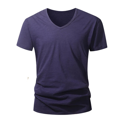 Camiseta 100% algodón para hombre – Suave, manga corta casual, transpirable, top de verano en blanco y negro para uso diario