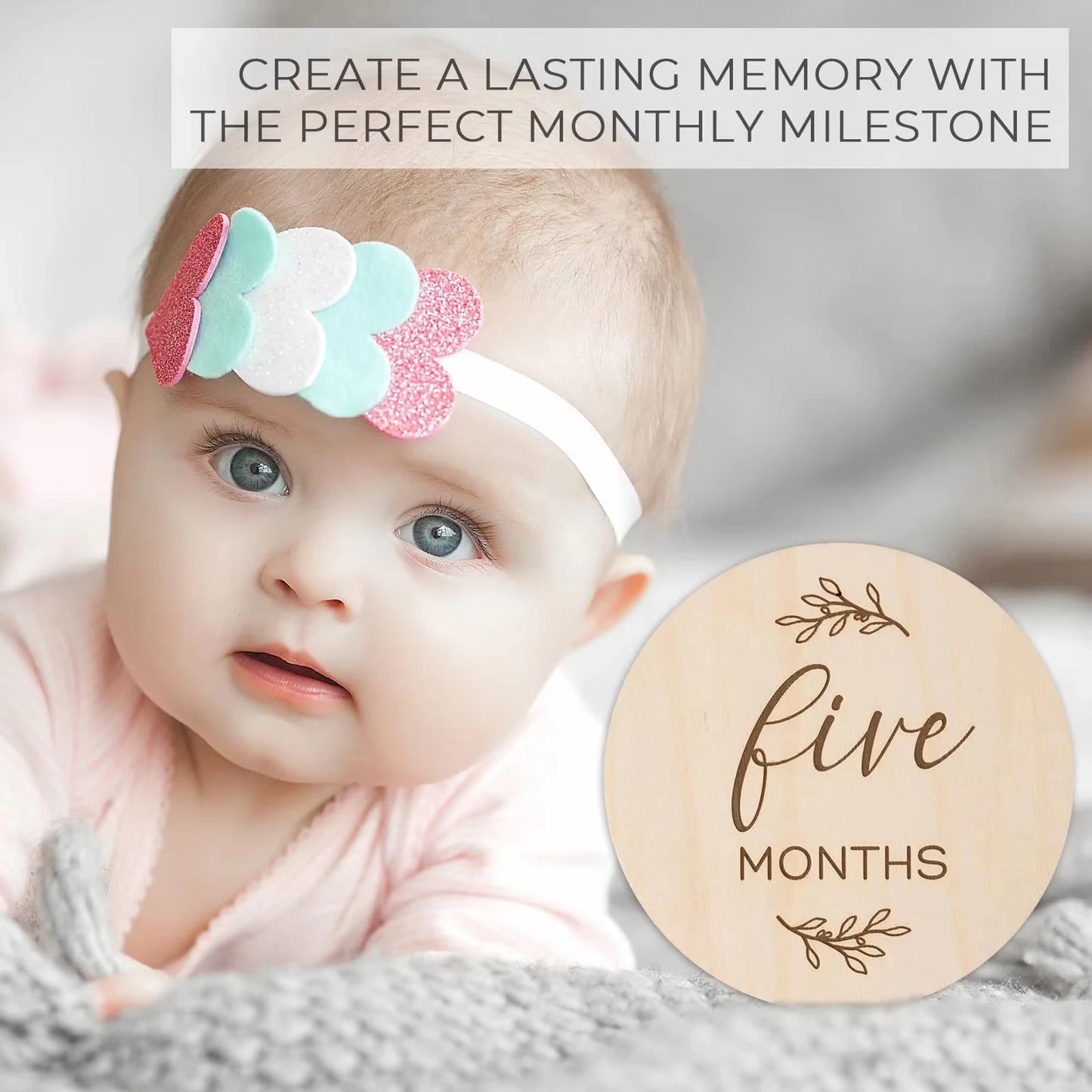 7PCS Newborn Milestone Wooden Cards – Baby Monthly Growth Announcement Props, Baby Shower Gift for Boys & Girls, Pregnancy Photography Accessories for First Year Memories & Photo Sessions