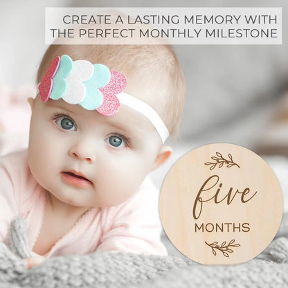 7PCS Newborn Milestone Wooden Cards – Baby Monthly Growth Announcement Props, Baby Shower Gift for Boys & Girls, Pregnancy Photography Accessories for First Year Memories & Photo Sessions
