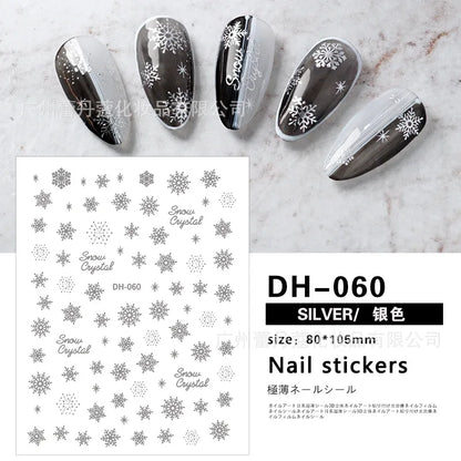 3D Christmas Nail Art Stickers – Snowflake & Winter Tree Nail Decals for Nail Tips Decoration