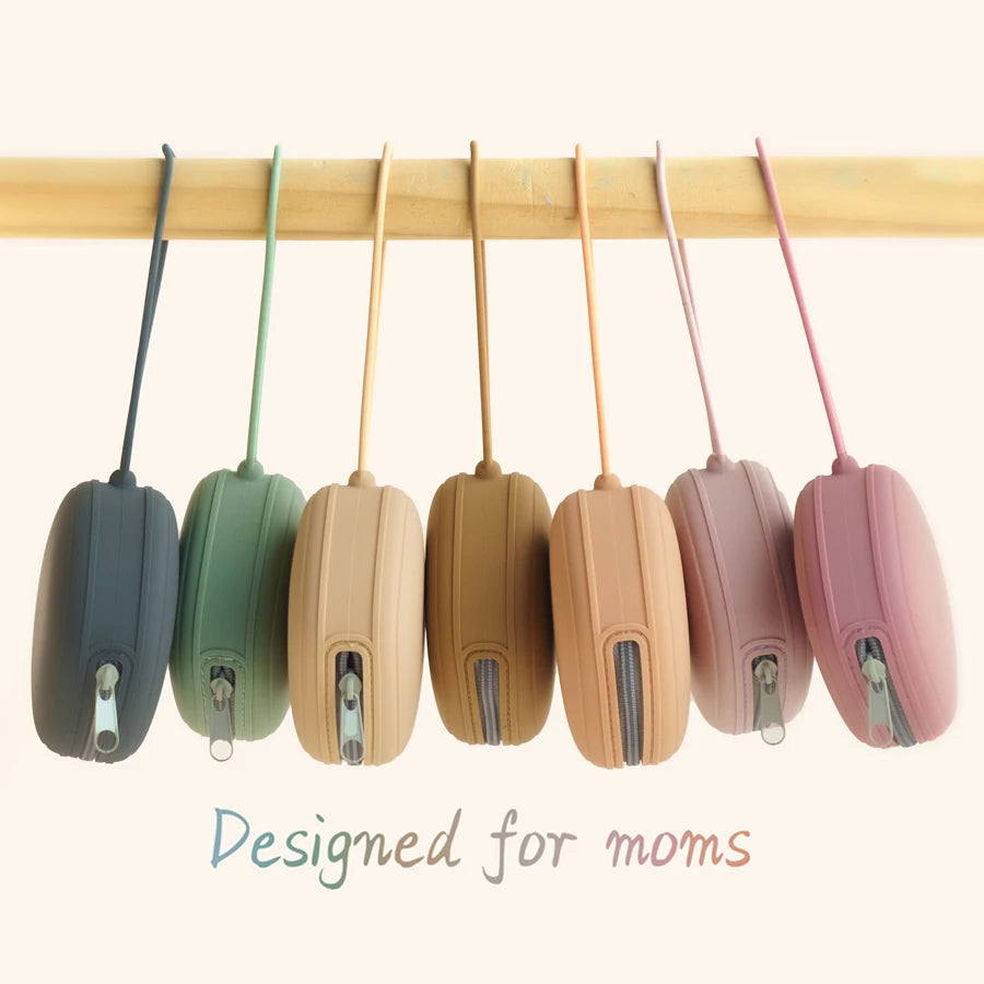 Étui portable pour sucette de bébé – Boîte de rangement en silicone de qualité alimentaire avec fermeture éclair pour voyage et accessoires pour bébé
