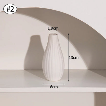 Florero Nórdico de Cerámica Blanca – Jarrón Decorativo Moderno para Sala de Estar, Decoración del Hogar y Escritorio