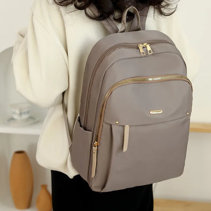 Women's Waterproof Nylon Backpack – Lightweight Multi-Pocket School & Travel Daypack with Zipper, Elegant Casual Leisure Backpack