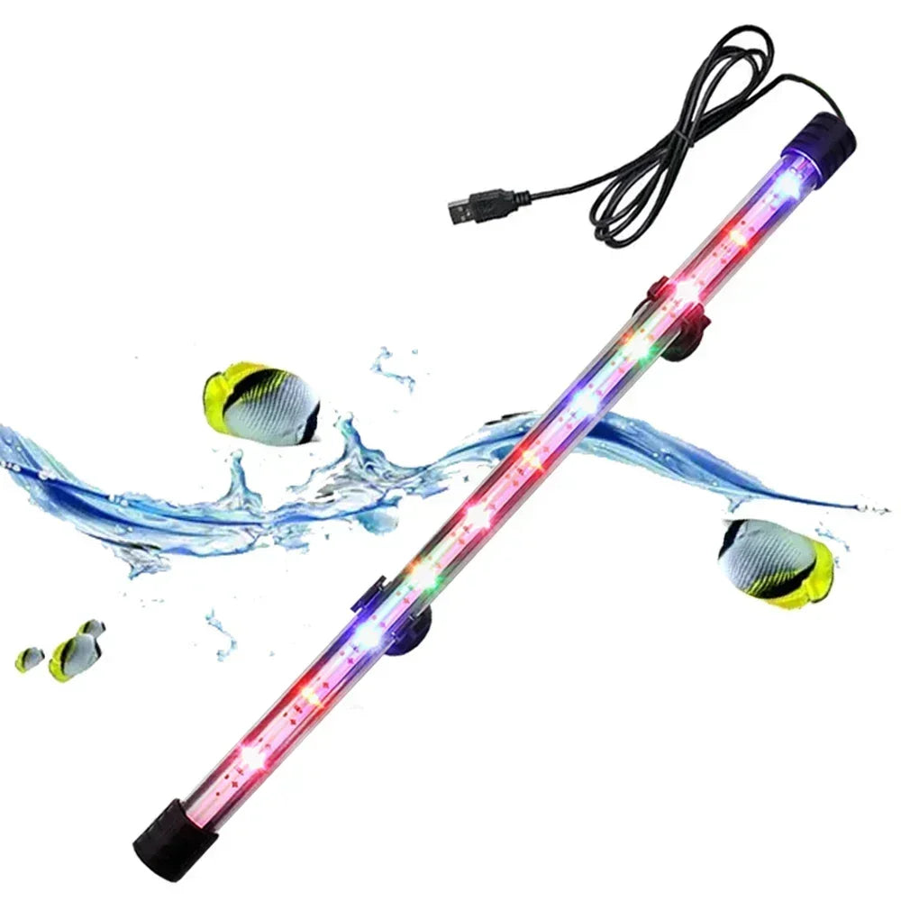 17-47cm Multicolor Aquarium LED Light – USB Waterproof Submersible Fish Tank Mood Lamp, Decorative Plant & Aquatic Grow Light