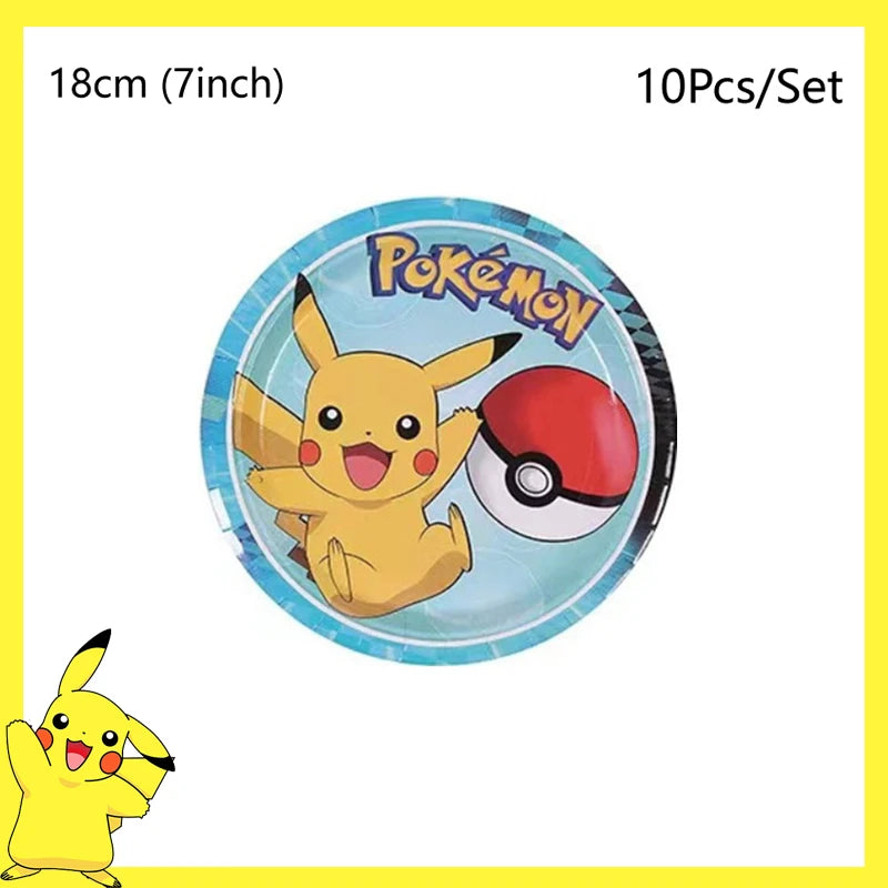 Décorations d'anniversaire Pokémon – Vaisselle Pikachu, Ballons, Décorations de Gâteau et Articles de Fête