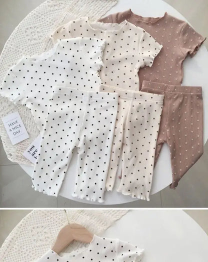 Korean Style Girls Summer Pajama Set – Floral Print Short Sleeve T-Shirt & Shorts Outfit for Kids 1–8 Years