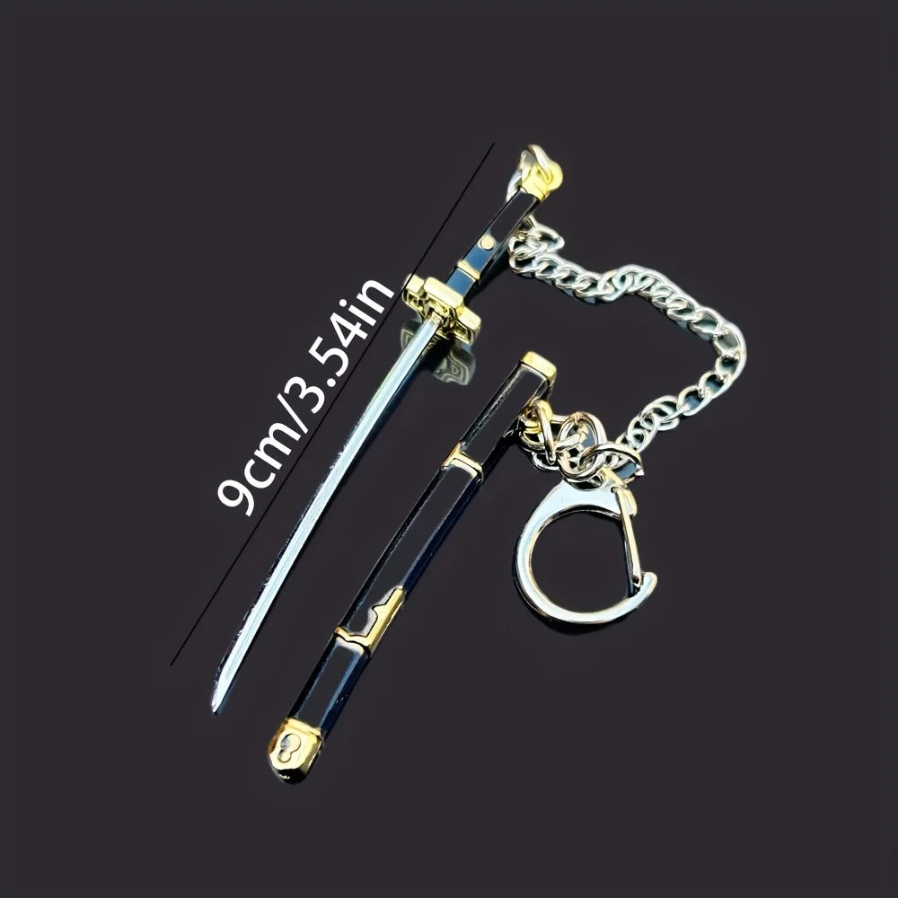 Set de 6 llaveros mini espada katana – Dijes coleccionables inspirados en animes y juegos de 3.54 pulgadas con vainas, genial regalo colgante para mochilas de hombres y niños