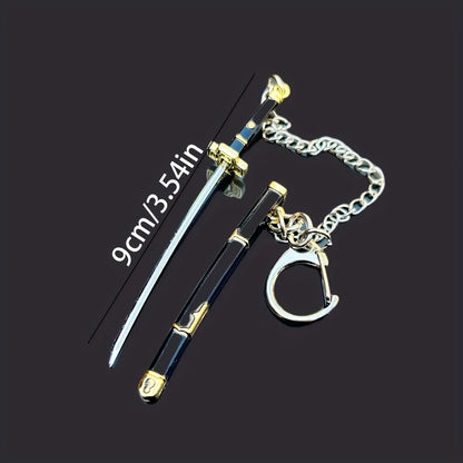 Set de 6 llaveros mini espada katana – Dijes coleccionables inspirados en animes y juegos de 3.54 pulgadas con vainas, genial regalo colgante para mochilas de hombres y niños