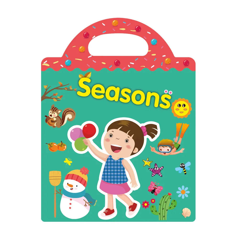 Kids Reusable Scene Sticker Book – DIY Cartoon Animal Puzzle Sticker Game, Early Learning Cognition Toy, Creative Educational Activity Gift for Children
