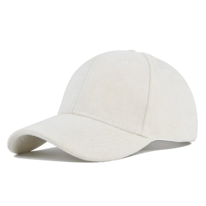 Casquette de baseball rétro en suède uni – Casquette snapback réglable hip hop pour hommes et femmes, casquette de style urbain à visière en fausse fourrure pour le printemps et l'automne