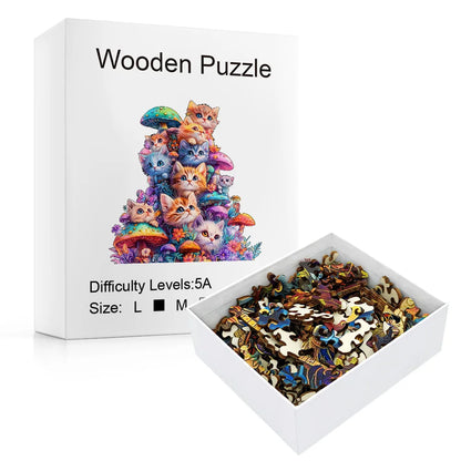 Lindo Rompecabezas de Gato Seta de Madera – Rompecabezas Irregular con Forma de Animal para Adultos, Juego Educativo Creativo, Decoración del Hogar y Regalo para Amantes de los Rompecabezas