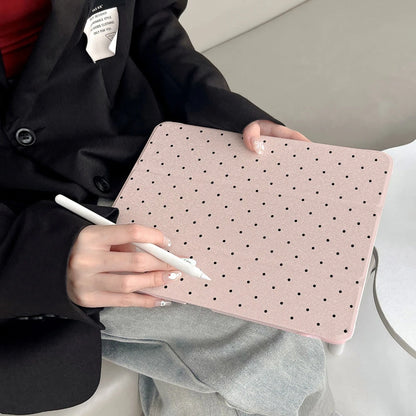 Étui iPad trifold à pois noirs pour iPad Pro 11, Pro 12.9, Air 4/5, Air 3, iPad 10ème génération, 10.2, 10.5, 9.7 et iPad Mini 6