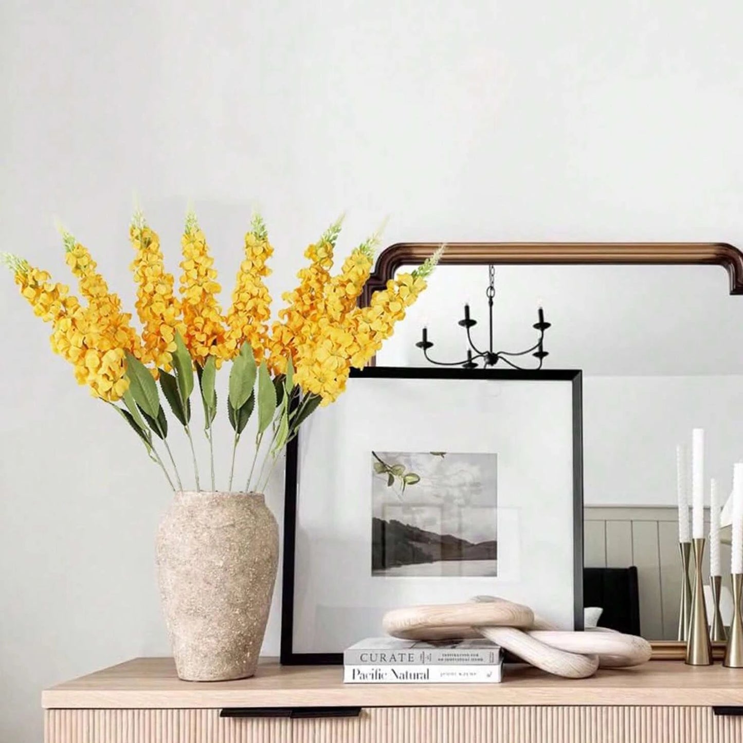 5 flores artificiales de jacinto – Tallos florales de imitación de ratán para decoración de sala de estar, celebraciones de boda, paredes de jardín, cajas de regalo y accesorios de bricolaje