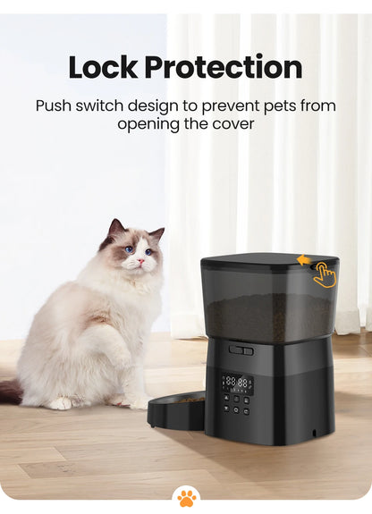 ROJECO Comedero Automático para Mascotas – Dispensador Inteligente de Comida Seca con Control por Botones para Perros y Gatos