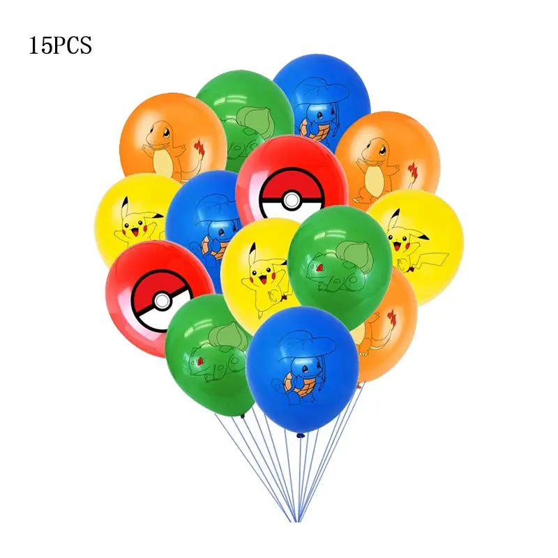 Pokémon Theme Birthday Party Decorations – Cartoon Pokémon Go Tableware Set (Cups, Plates & Pikachu Balloons) for Baby Shower & Party Favors