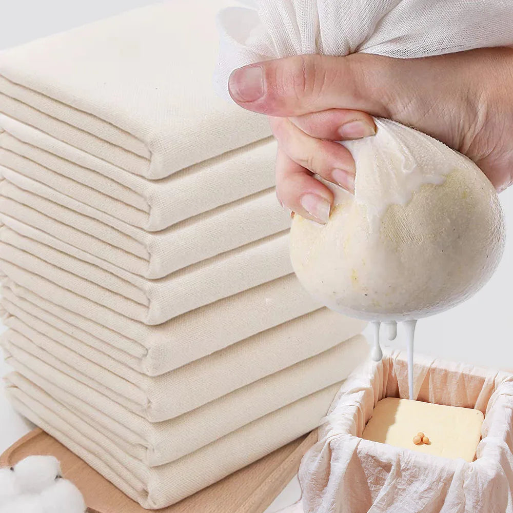 Reusable Nut Milk Bag – Natural Unbleached Cotton Fine Mesh Strainer for Cheese, Yogurt & Tofu