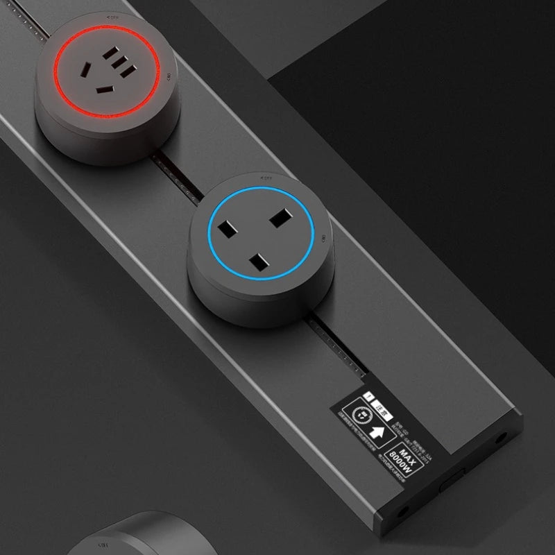 Surface-Mounted Track Socket – Movable Wall-Mounted Power Outlet Track for British, American & European Standard Plugs