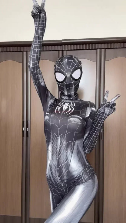 Spider Superhero Women Cosplay Costume – Black Cat 3D Print Bodysuit Jumpsuit