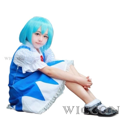 Touhou Project Cirno Cosplay Costume – The Embodiment of Scarlet Devil Outfit with Headwear