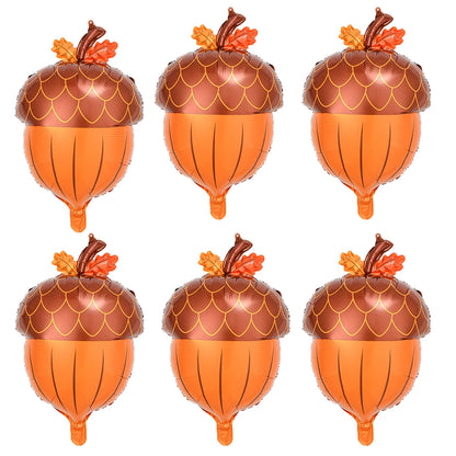 5PCS Fall Maple Leaf, Pine Cone & Pumpkin Balloon Set – Autumn Harvest Festival & Thanksgiving Day Party Decorations
