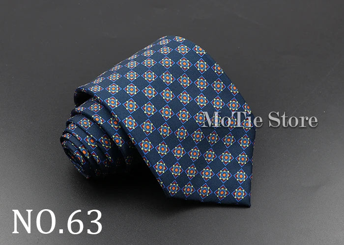 Men's 7.5cm Soft Silk Necktie – Floral & Dot Pattern Tie for Weddings, Business, Parties & Formal Wear