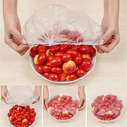 100pcs Couvercles Alimentaires Jetables – Housses de Bols Extensibles en Plastique de Qualité Alimentaire pour la Conservation des Aliments, Film Étirable de Conservation pour Cuisine et Accessoires de Conservation